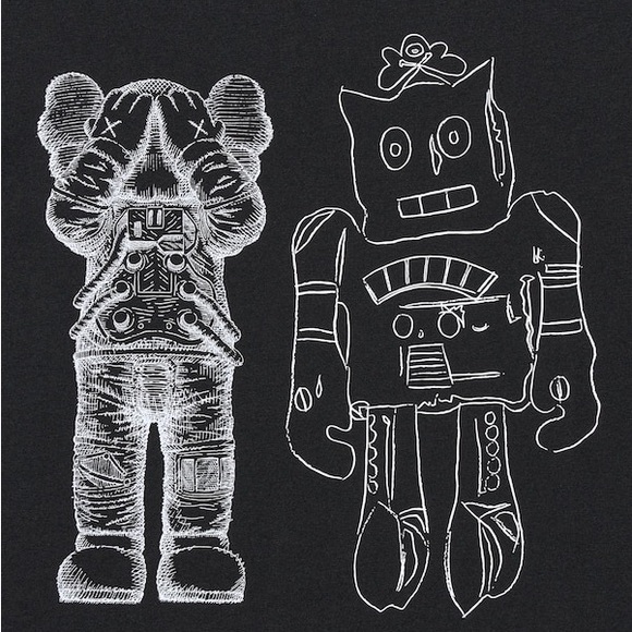 Fair Used Unisex Size X-large Uniqlo KAWS X Warhol Graphic Tee 100% Cotton Black - Picture 3 of 13